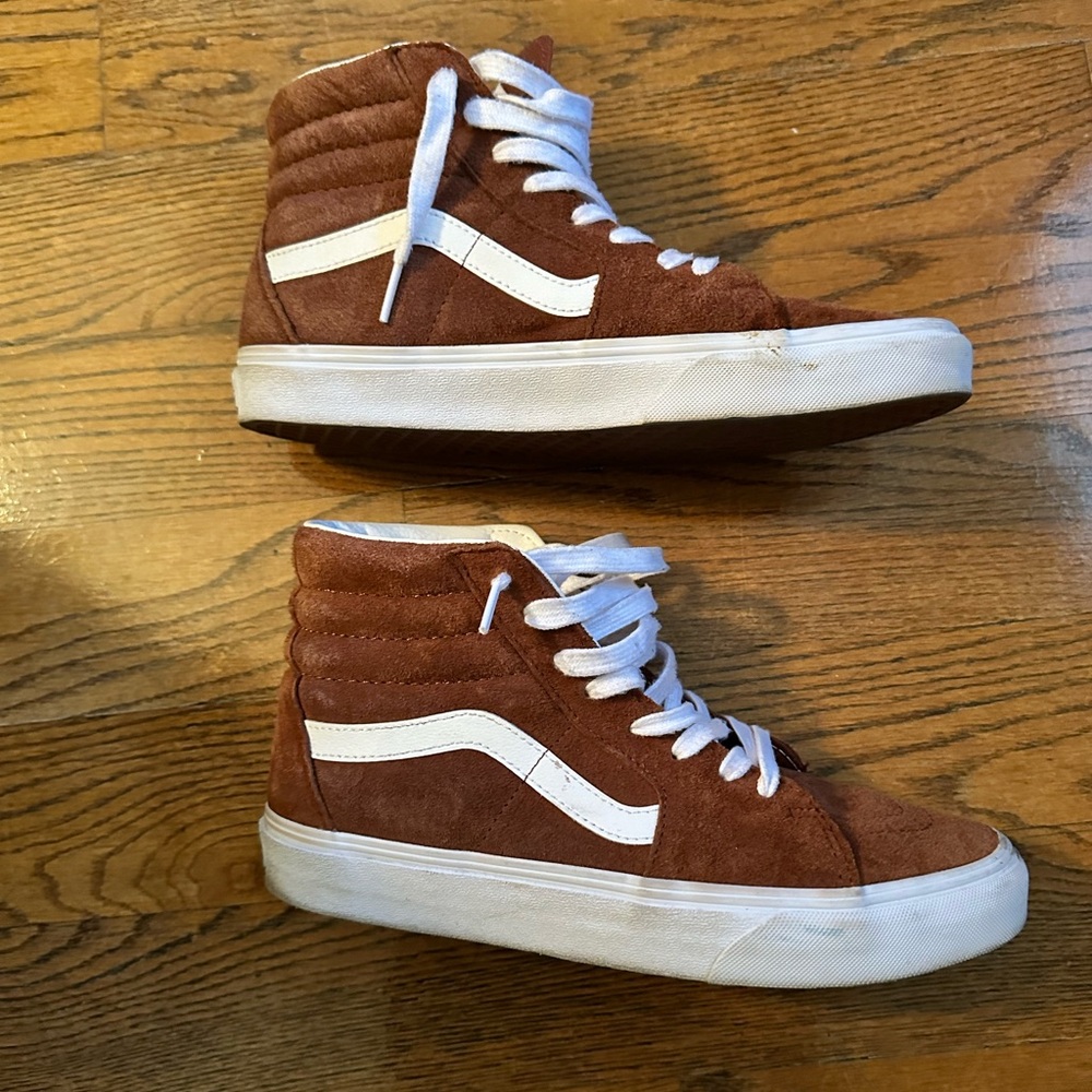 Brown suede Vans high tops